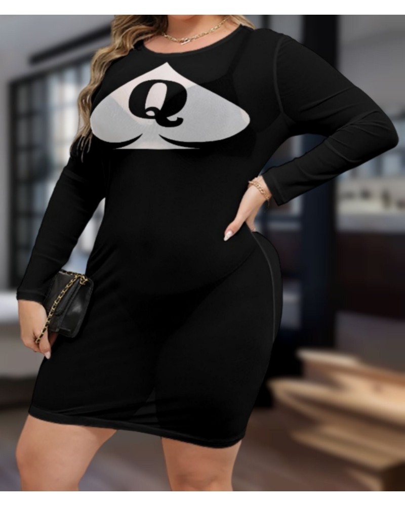 Transparent QUEEN OF SPADES Dress, large size, slut