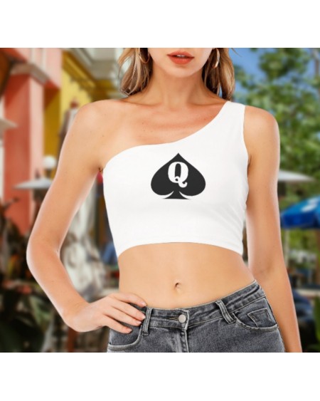 QUEEN OF SPADE One - Shoulder Cropped Top, Queen off spades