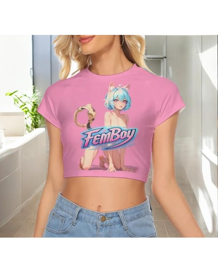 Femboy Crop Top - Cute Sissy Hentai Anime Style Shirt -