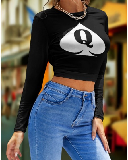Croc Top QUEEN OF SPADES long sleeve, hotwife t - shirt,