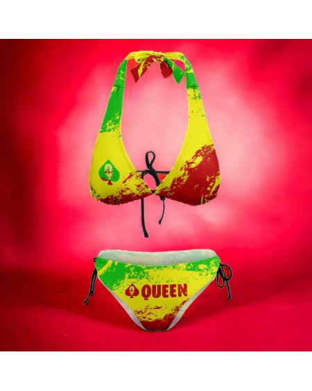 Bikini QUEEN OF SPADES Reggae color, slut clothing,