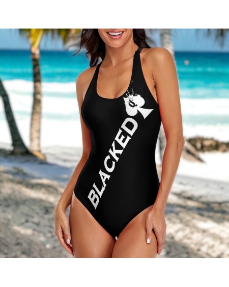 QUEEN OF SPADES One Piece Swimsuit, Blacked Swimsuit, slut