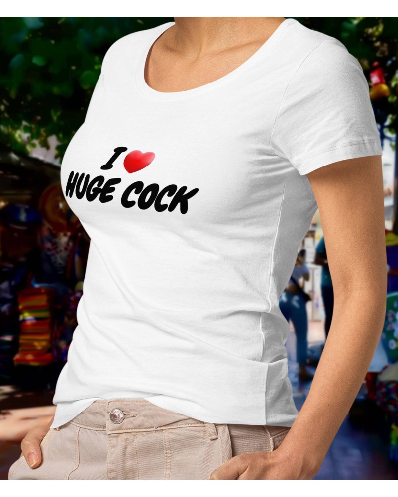 T - Shirt I LOVE HUG COCK white, hotwife