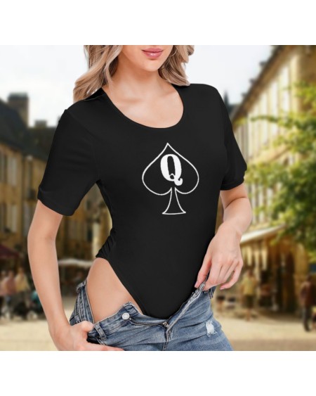 QUENN OF SPADES, Short Sleeve Bodysuit, Queen off spades
