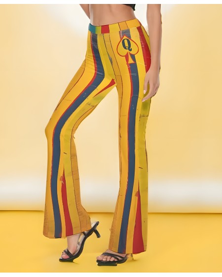 QUEEN OF SPADES Print Women'S Flare Pants, queen of spades,