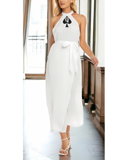 QUEEN OF SPADES Wrap Hem Belted Halter Dress, Cuckolding,