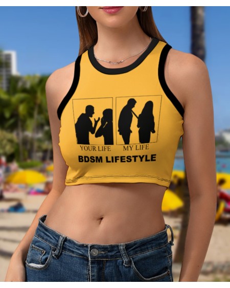 BDSM LIFE STYLE Cropped Slim Racer Tank Top, 18 Colors, top