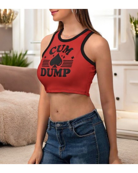 Cum Dump Cropped Slim Racer Tank Top, 3 Colors - Queen Of