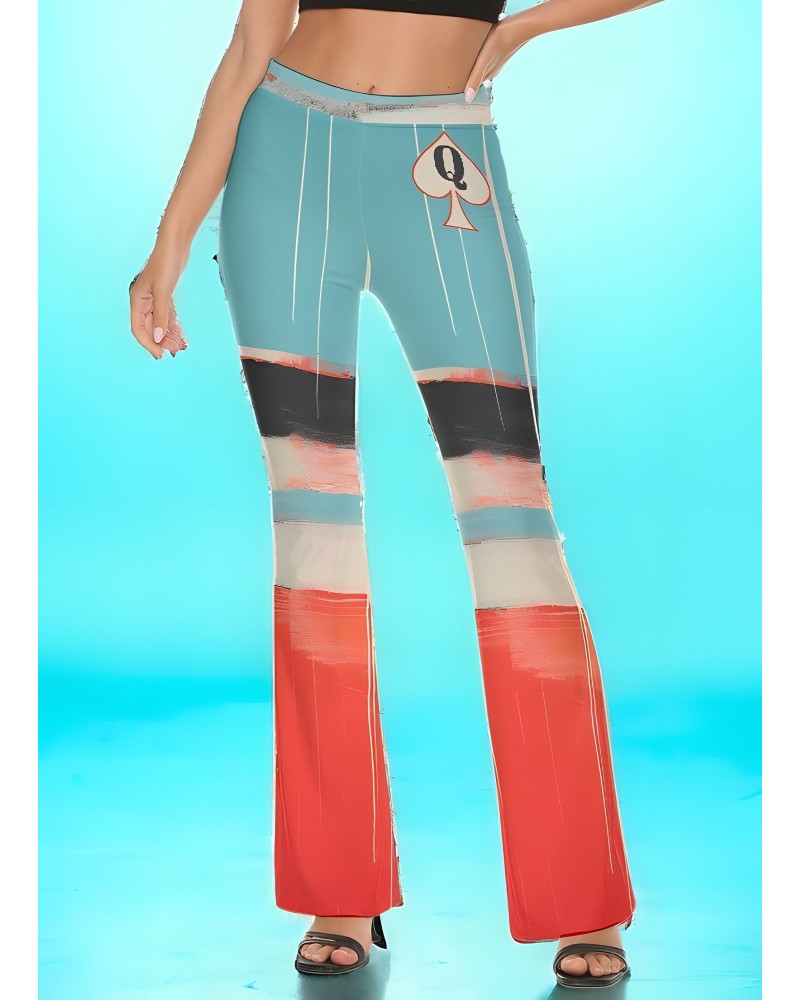 QUEEN OF SPADES Print Women'S Flare Pants, queen of spades,