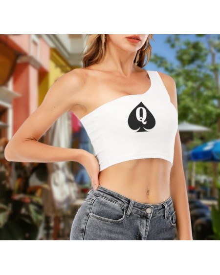 QUEEN OF SPADE One - Shoulder Cropped Top, Queen off spades