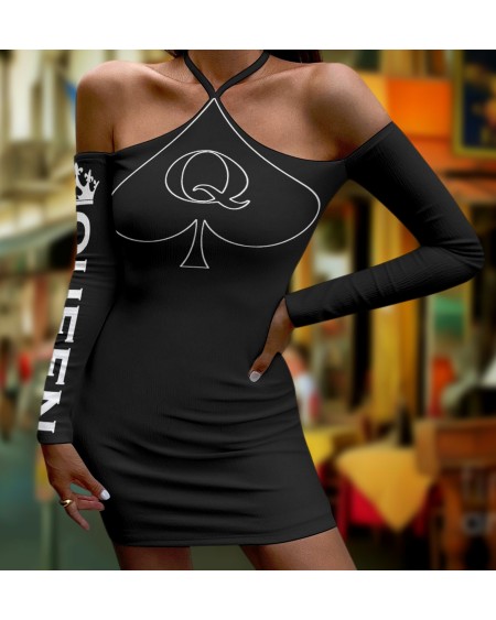 Halterneck QUEEN OF SPADES Dress, slut clothing, cuckolding,