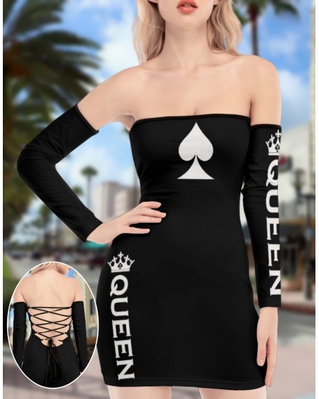 Off - Shoulder Back Lace - up Dress QUEEN of SPADES dress,