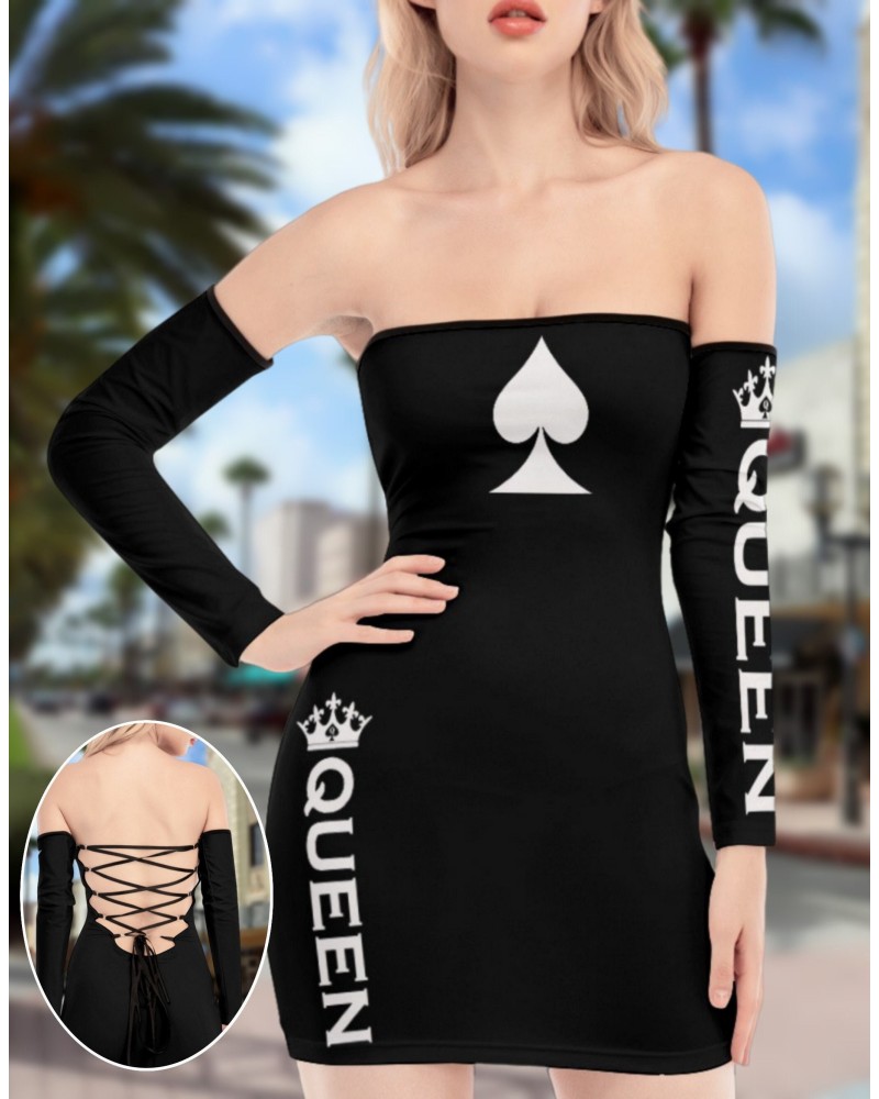 Off - Shoulder Back Lace - up Dress QUEEN of SPADES dress,