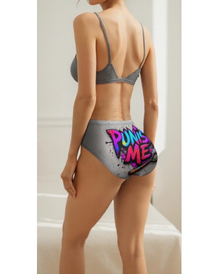Punish?Me Panties  Grey High?Waist Hotwife Lingerie With