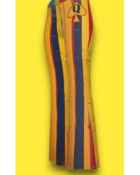 QUEEN OF SPADES Print Women'S Flare Pants, queen of spades,