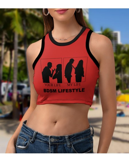 BDSM LIFE STYLE Cropped Slim Racer Tank Top, 18 Colors, top