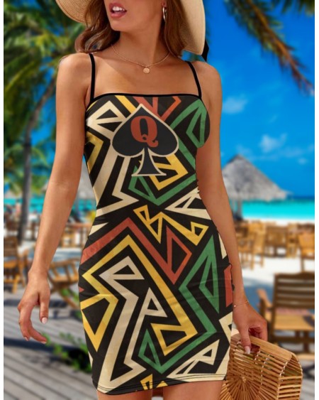 QUEEN OF SPADES African Tribal slim Dress, slut clothing,