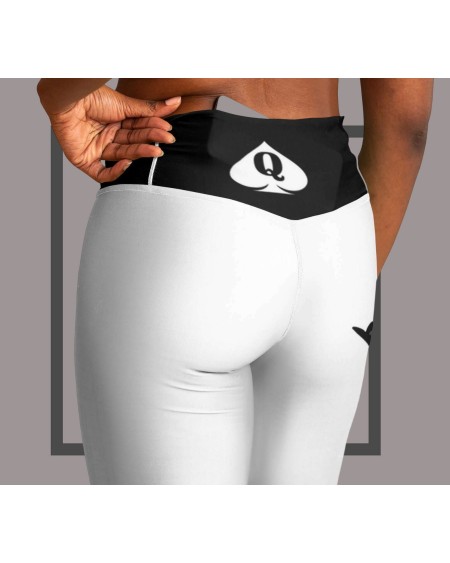 QUEEN OF SPADES White Flare Leggings, queen of spades, qos,