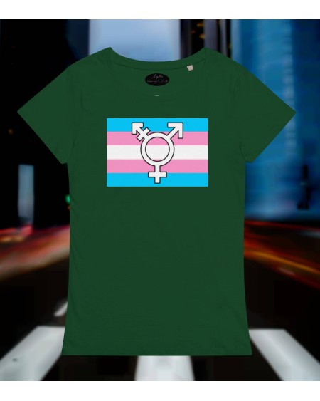 T - Shirt TRANSGENDER symbol white, green, salmon, green