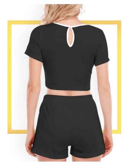 BBC ONLY Short Sleeve Crop Top Shorts Suit, Large size, top