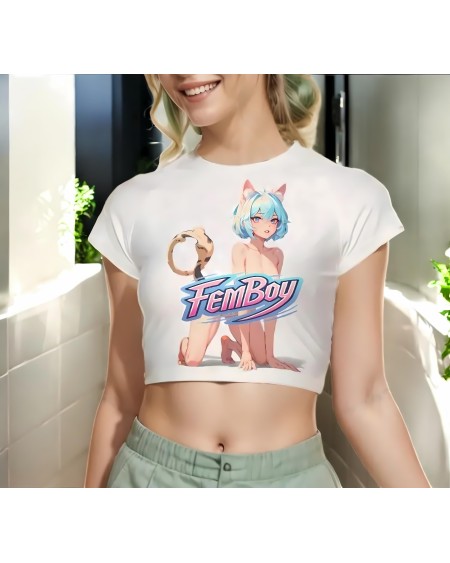 Femboy Crop Top - Cute Sissy Hentai Anime Style Shirt -
