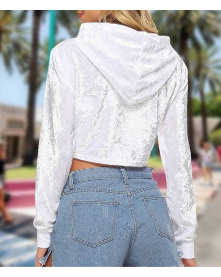 QUEEN OF SPADE Crop Top Hoodie, Velvet, Croc - Top, hotwife