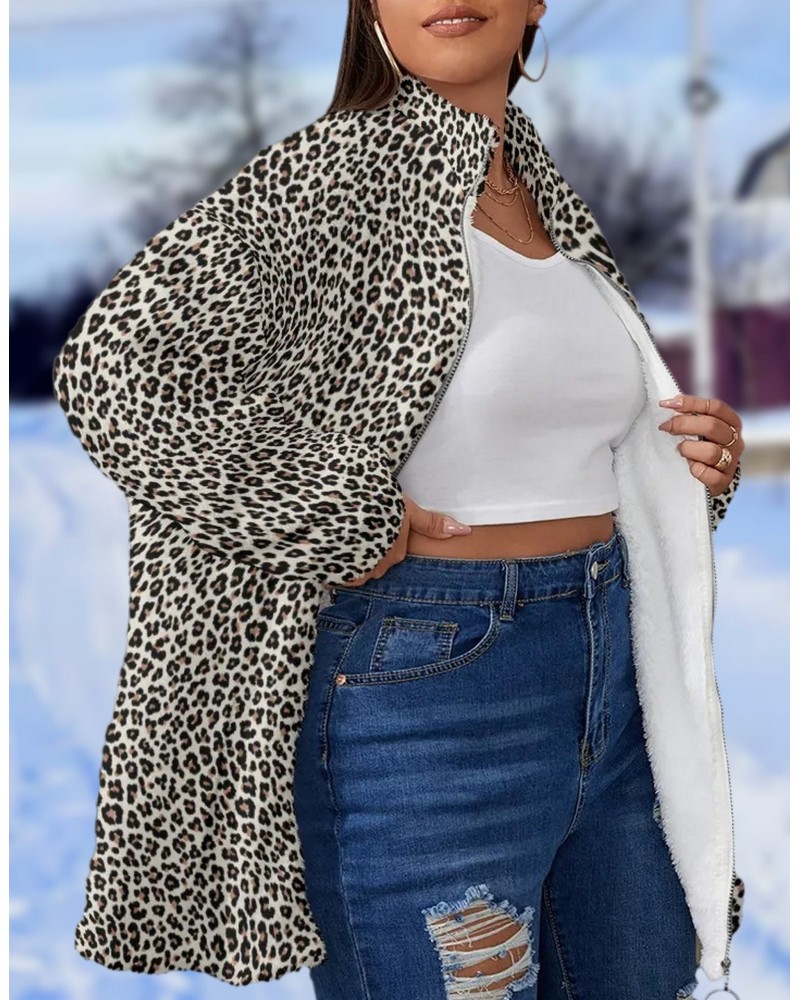 QUEEN OF SPADES Borg Fleece Stand - Up Collar Coat snow