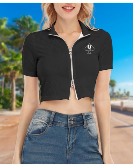 BBC ONLY Short Sleeve T - Shirt With Two - way Zipper, queen