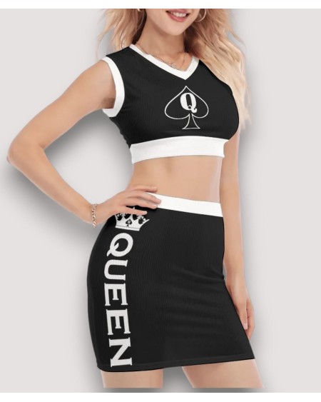 QUEEN OF SPADES Slightly sheer Collarless V Collar Vest