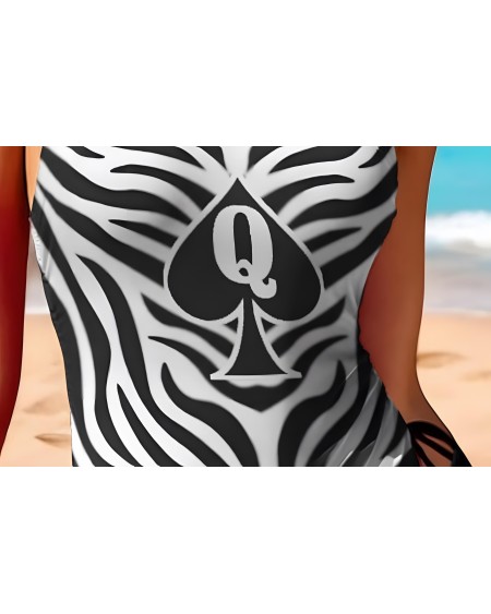 Zebra QUEEN OF SPADES Swimsuit - Hotwife Bikini, Slutty
