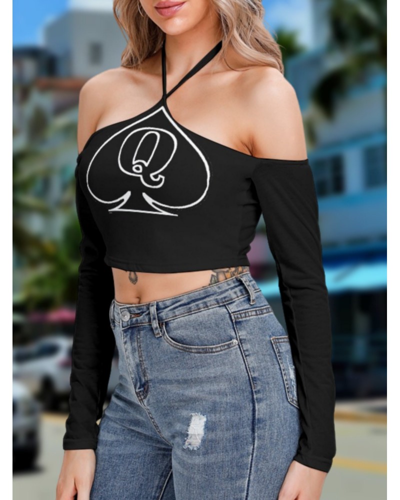 Halter Lace - Up Top QUEEN OF SPADE, 12 colors, tshirt, qos