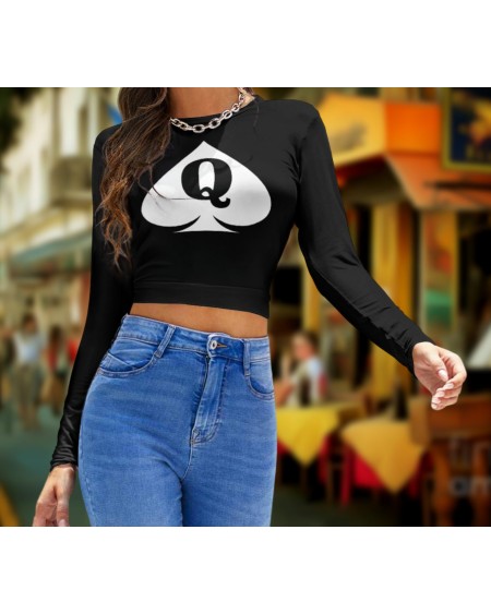 Croc Top QUEEN OF SPADES long sleeve, hotwife t - shirt,