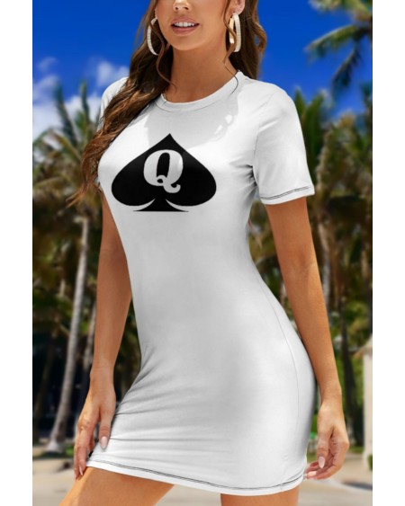 QUEEN OF SPADES Crew Neck Short Sleeve Dress, Slut clothing,