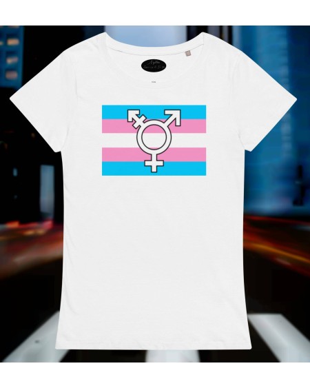 T - Shirt TRANSGENDER symbol white, green, salmon, green