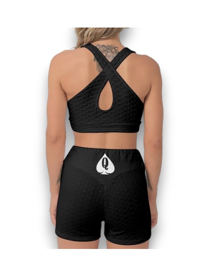 QUEEN OF SPADES Sports Bra Suit, Top And Short, qos, queen
