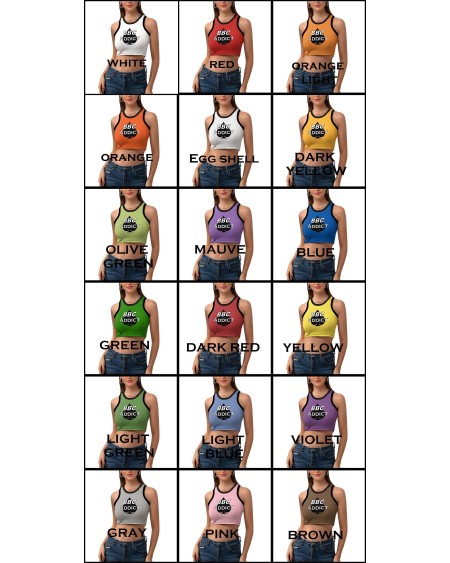 BBC ADDICT Women'S Cropped Slim Racer Tank Top, 18 colors,