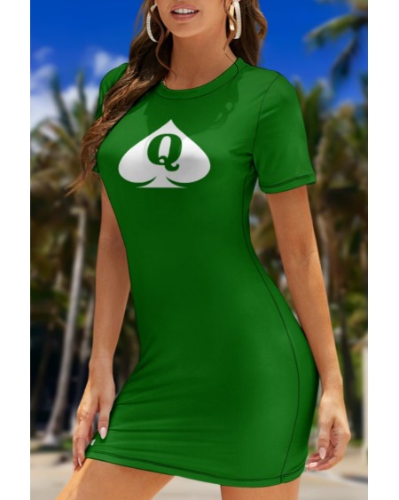 QUEEN OF SPADES Crew Neck Short Sleeve Dress, Slut clothing,