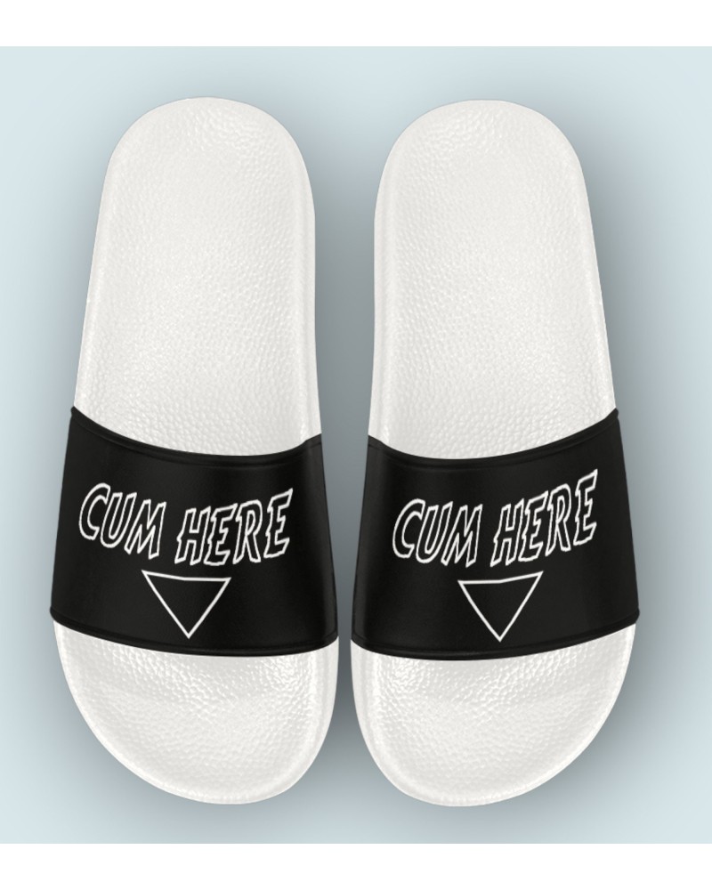 CUM HERE Slide sandals, foot fetish, pretty feet, foot