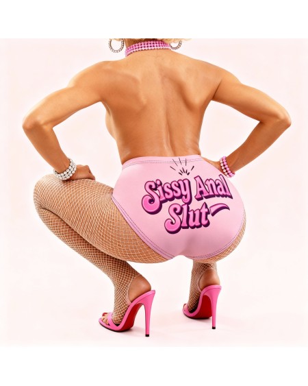 Pink Sissy Anal Slut High-Waist Panties – Feminization Underwear for Sissy, Femboy & Crossdresser Roleplay