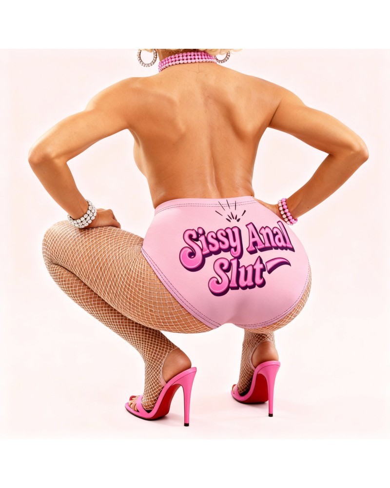 Pink Sissy Anal Slut High-Waist Panties – Feminization Underwear for Sissy, Femboy & Crossdresser Roleplay