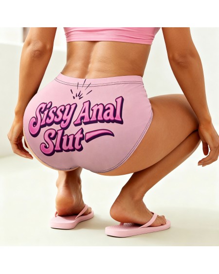 Pink Sissy Anal Slut High-Waist Panties – Feminization Underwear for Sissy, Femboy & Crossdresser Roleplay