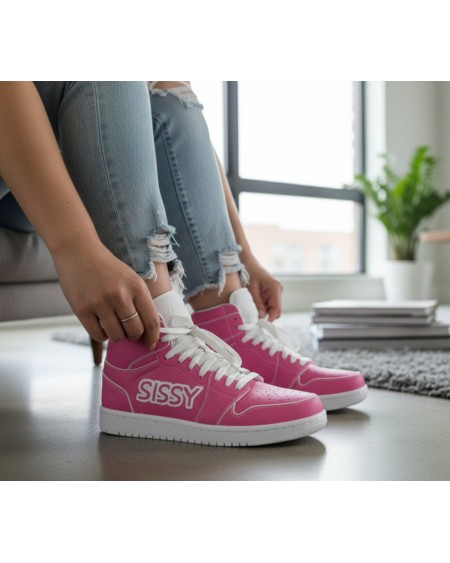 Pink Sissy High-Top Sneakers – Feminization Training Shoes for Roleplay & Fetish Fashion  Ce titre :