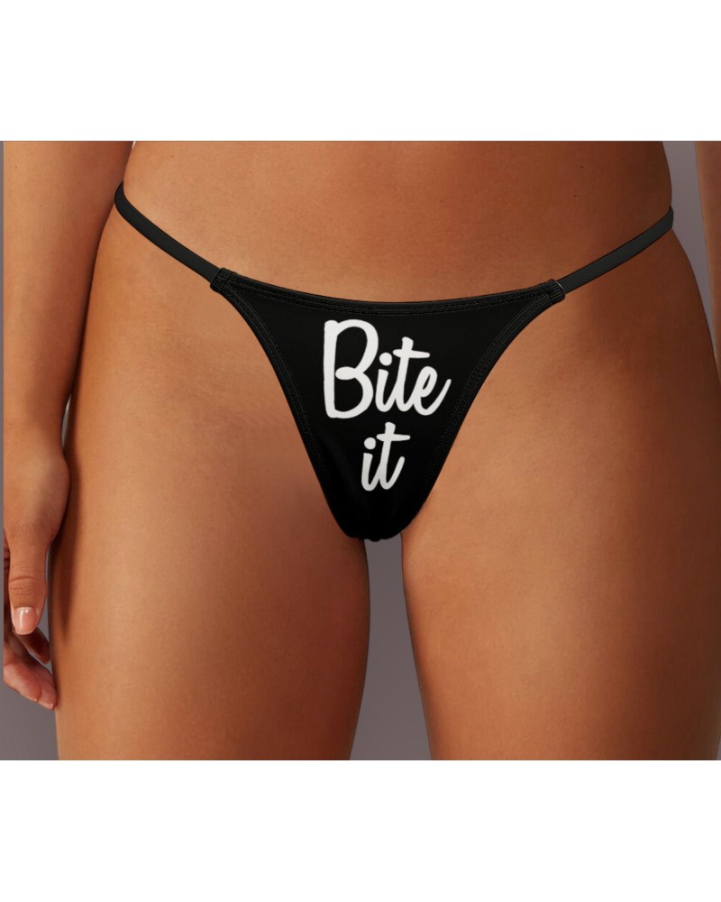 BITE IT Thong, Slut clothing, cuckolding, hotwife panties,