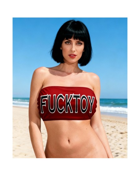 Fuck Toy Tube Top Fetish Bandeau Top – Custom Text Erotic Crop Top BDSM Humiliation Hotwife Fetishwear