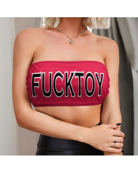 Fuck Toy Tube Top Fetish Bandeau Top – Custom Text Erotic Crop Top BDSM Humiliation Hotwife Fetishwear