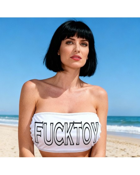 Fuck Toy Tube Top Fetish Bandeau Top – Custom Text Erotic Crop Top BDSM Humiliation Hotwife Fetishwear