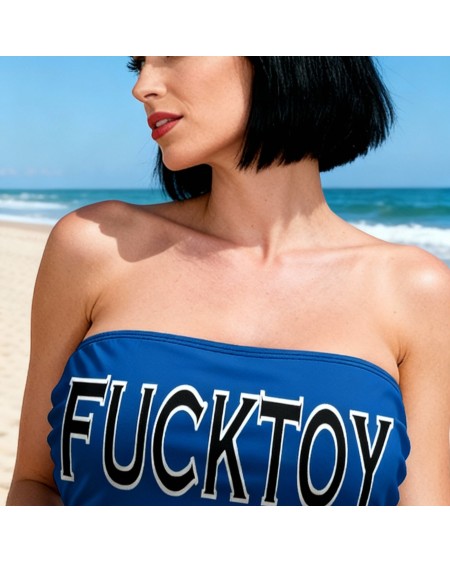 Fuck Toy Tube Top Fetish Bandeau Top – Custom Text Erotic Crop Top BDSM Humiliation Hotwife Fetishwear
