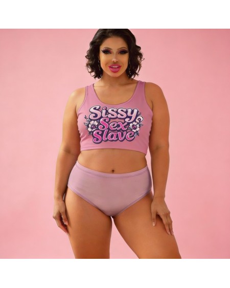 Sissy Sex Slave Crop Top Fetish – Pink Feminization Tank Top for Sissy, Femboy & BDSM Submission Wear