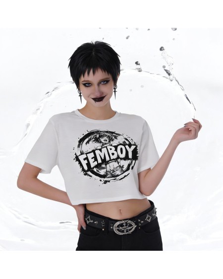 Femboy Crop Top Shirt – Feminine Androgynous Athletic Top, Gender Fluid Activewear Tee