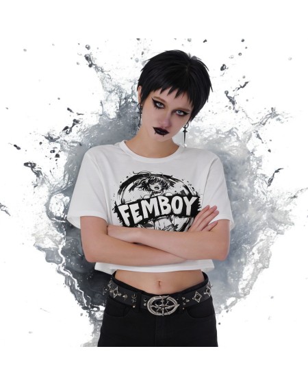 Femboy Crop Top Shirt – Feminine Androgynous Athletic Top, Gender Fluid Activewear Tee